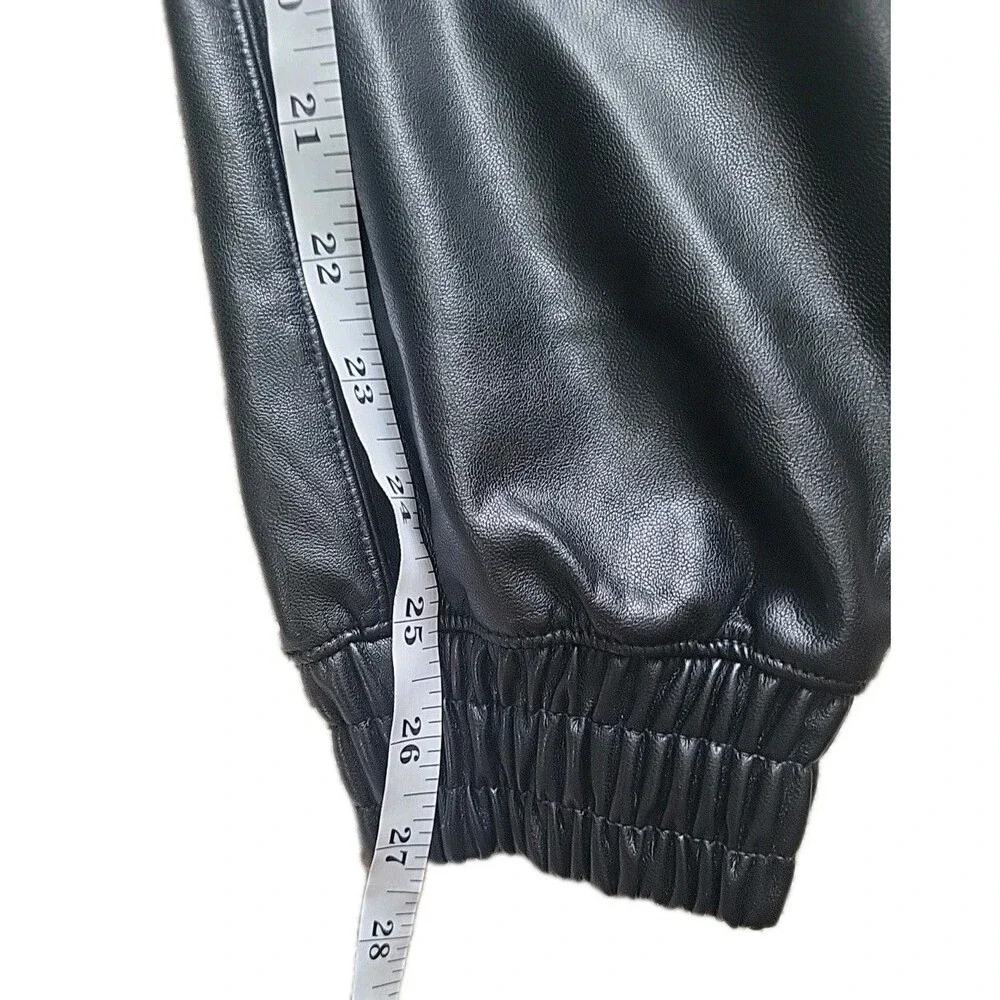 Abercrombie & Fitch Jogger Pant Women XS Black Vegan Leather High Waisted Casual - Picture 12 of 14
